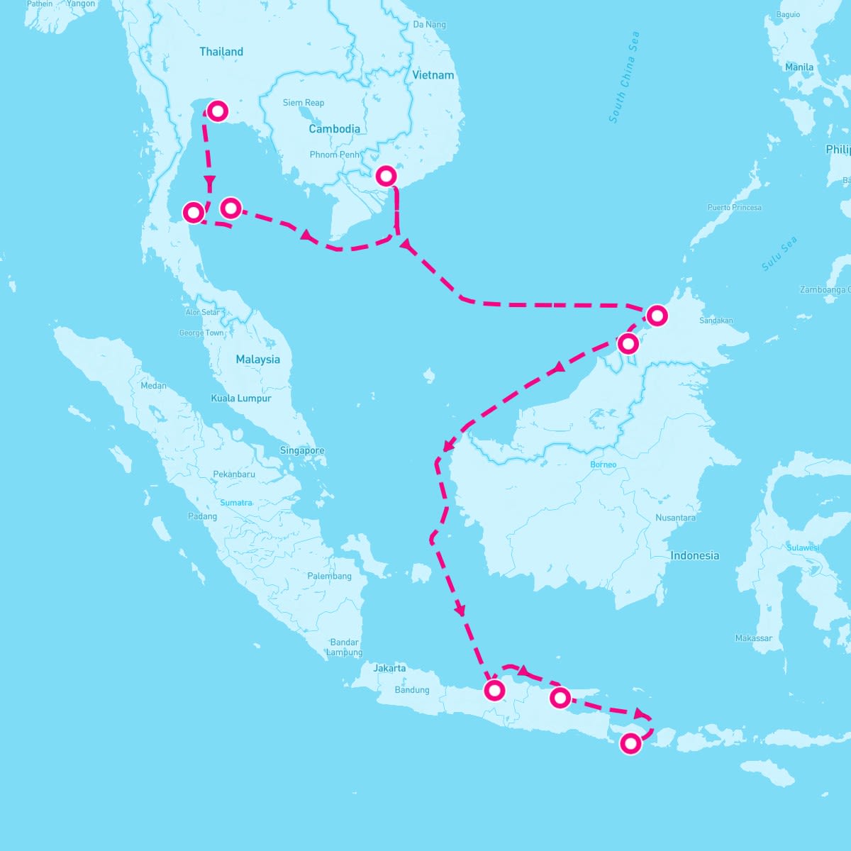 Seven Seas Explorer itinerary map for November 20, 2024 (14 nights)