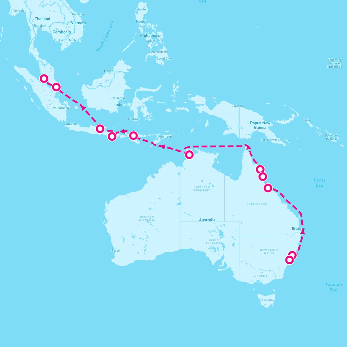 Seven Seas Explorer itinerary map for January 17, 2025 (19 nights)