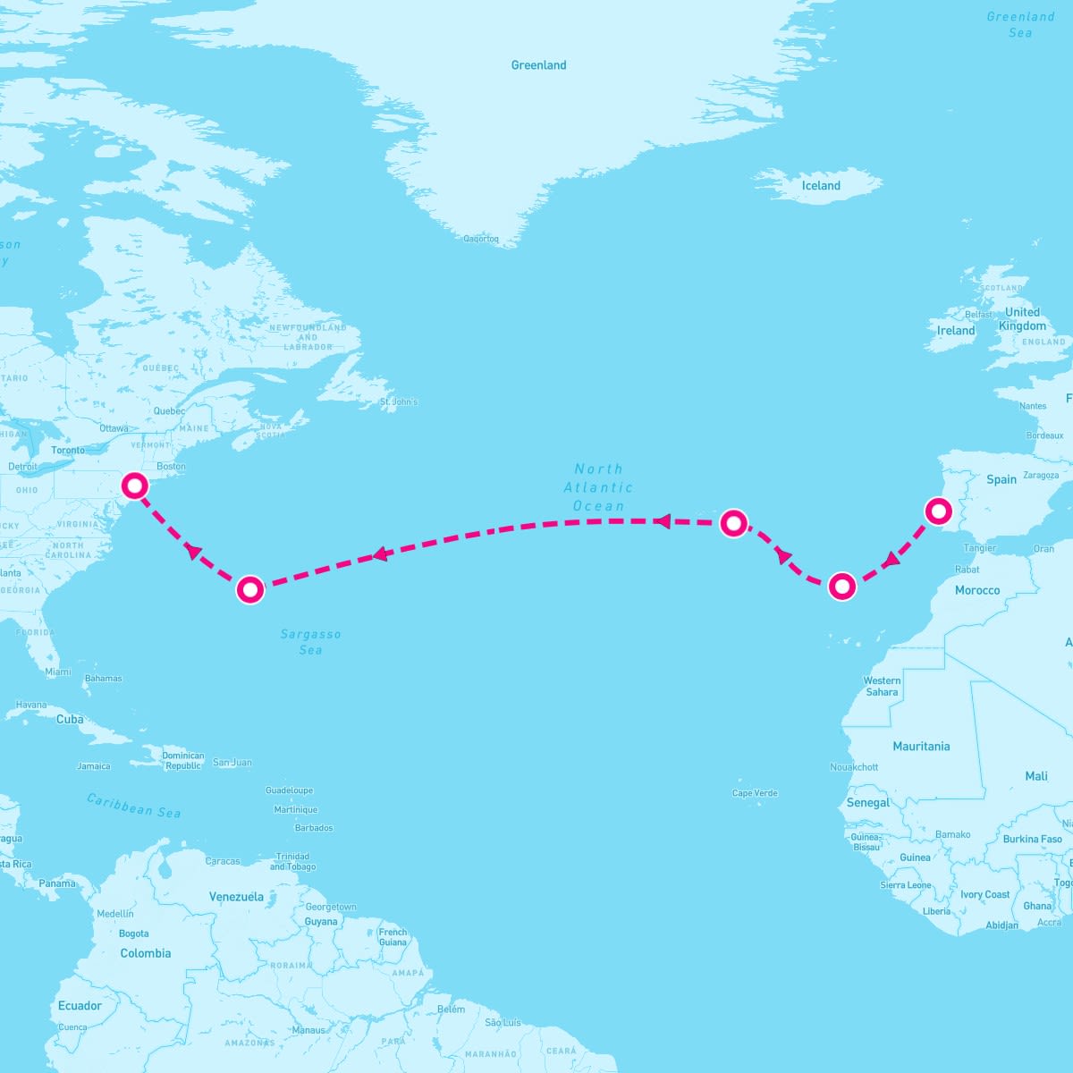Seven Seas Mariner itinerary map for May 21, 2024 (12 nights)