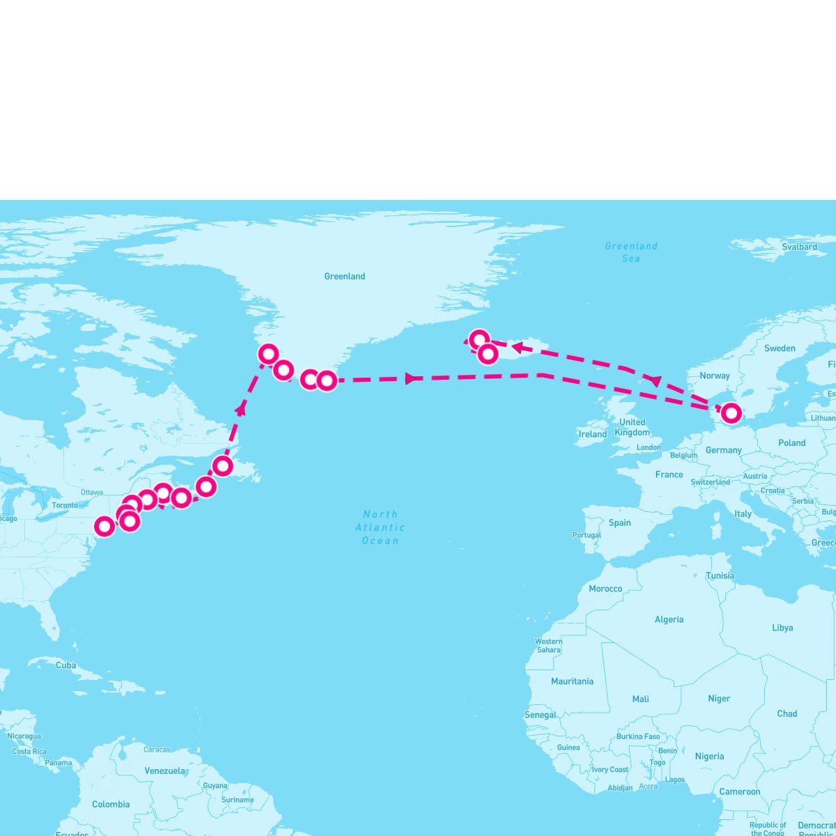 Seven Seas Mariner itinerary map for June 2, 2024 (18 nights)