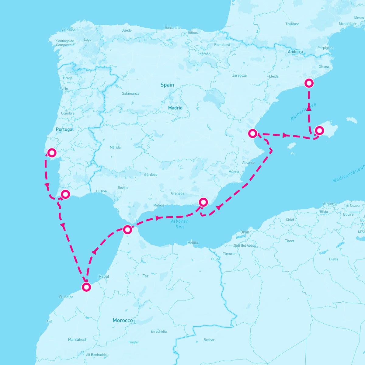 Seven Seas Mariner itinerary map for October 27, 2024 (7 nights)