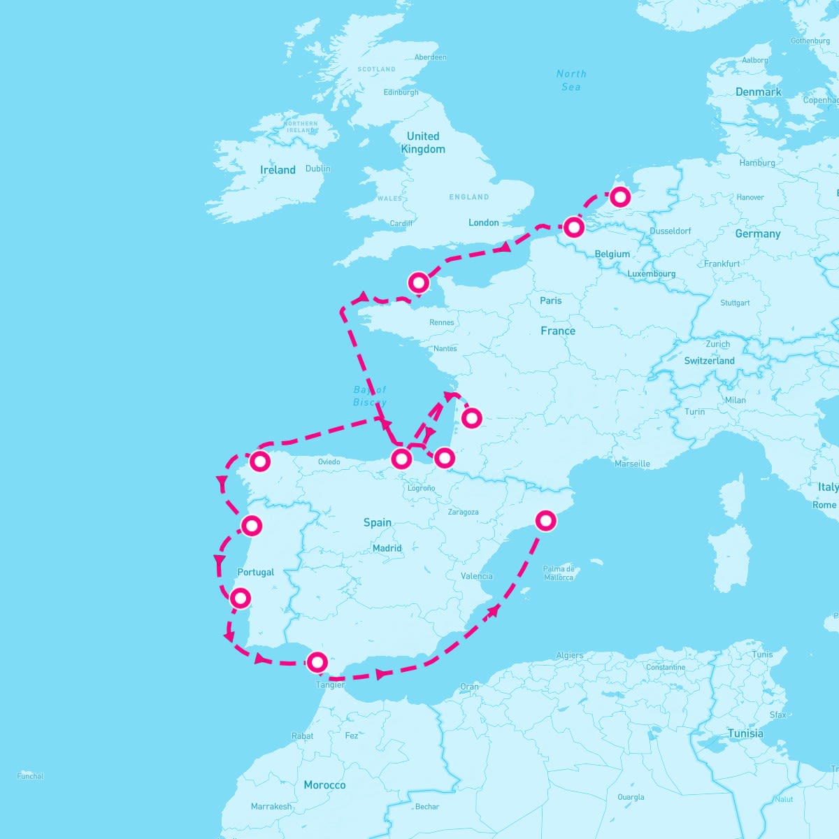 Seven Seas Mariner itinerary map for September 19, 2025 (12 nights)