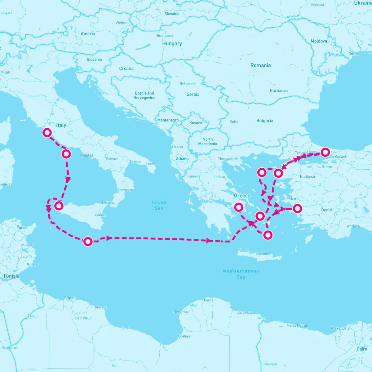 Seven Seas Navigator itinerary map for September 28, 2024