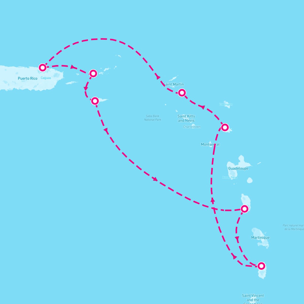 Seven Seas Navigator itinerary map for January 30, 2025 (7 nights)