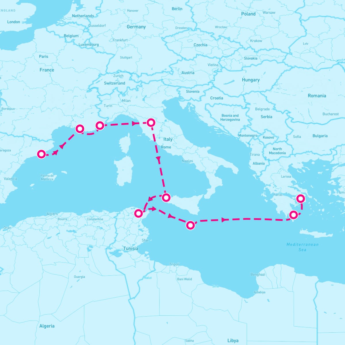 Seven Seas Navigator itinerary map for April 23, 2025 (10 nights)