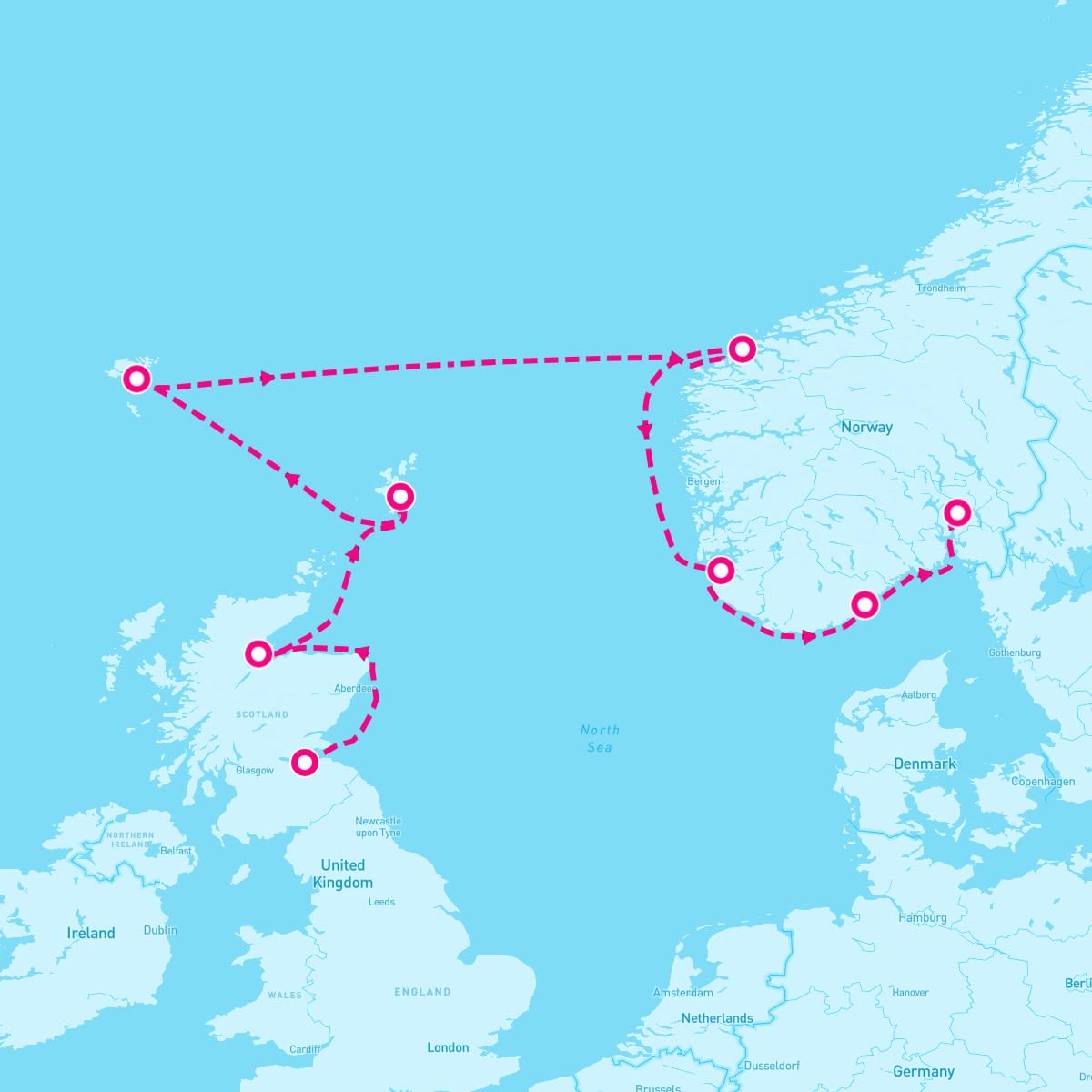 Seven Seas Navigator itinerary map for August 18, 2025 (9 nights)