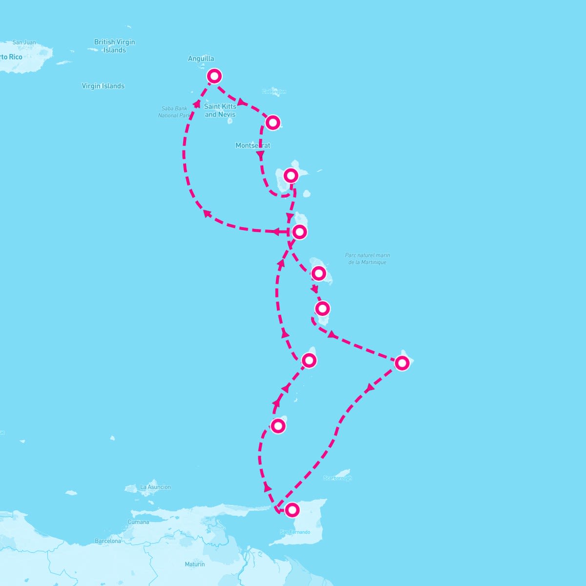 Seven Seas Splendor itinerary map for February 26, 2024 (10 nights)