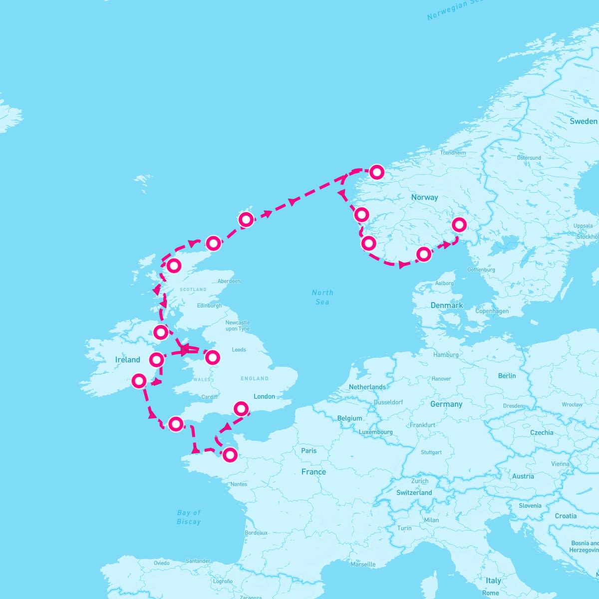 Seven Seas Splendor itinerary map for August 20, 2024 (14 nights)
