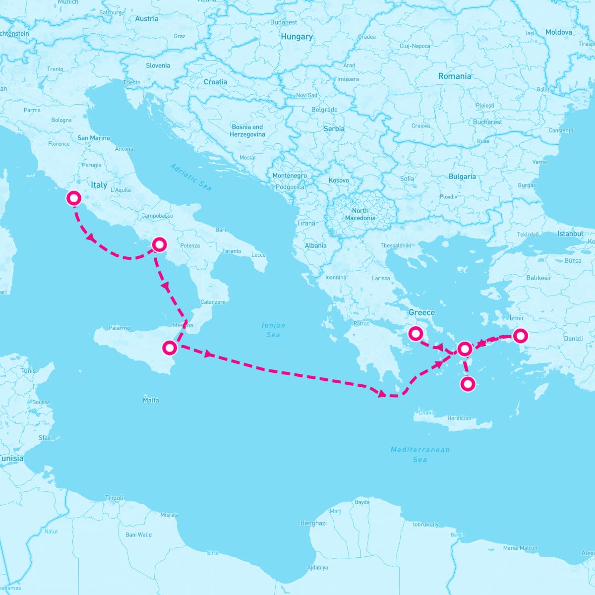 Seven Seas Splendor itinerary map for October 24, 2024 (7 nights)