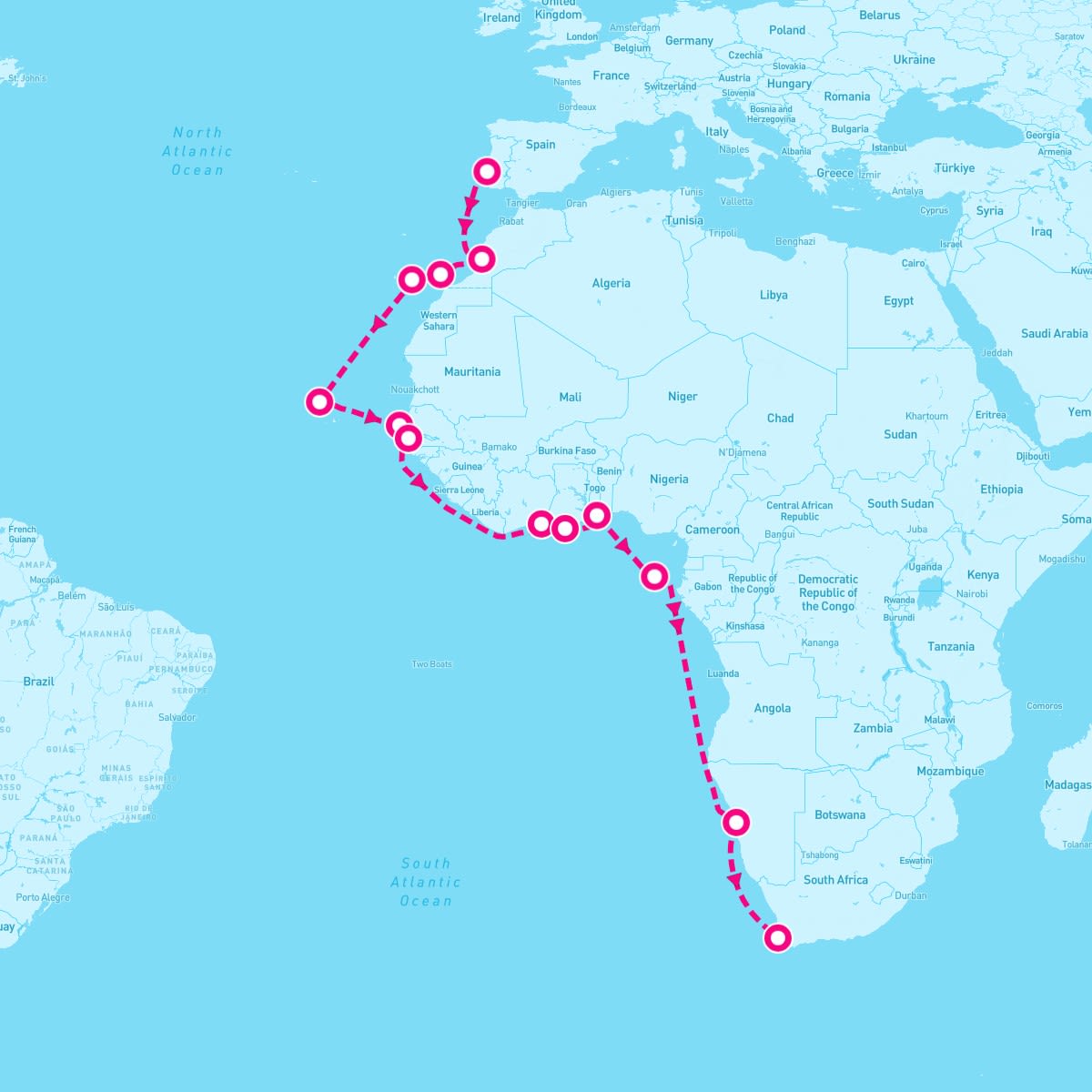 Seven Seas Splendor itinerary map for November 12, 2024 (24 nights)