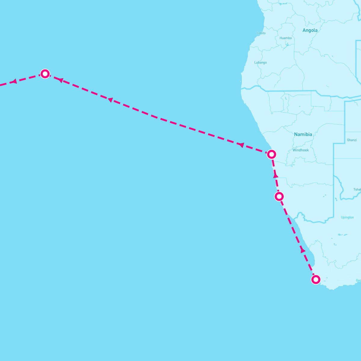 Seven Seas Splendor itinerary map for January 5, 2025 (14 nights)