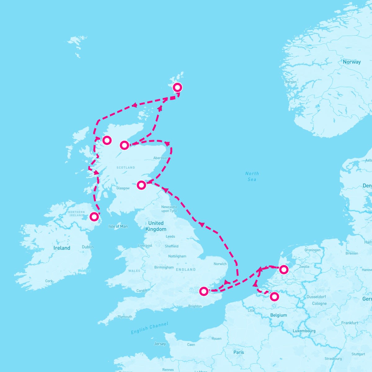 Seven Seas Voyager itinerary map for July 12, 2024 (9 nights)