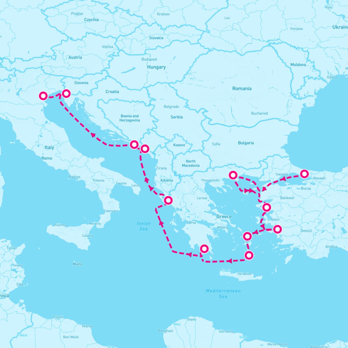Seven Seas Voyager itinerary map for October 17, 2025 (14 nights)