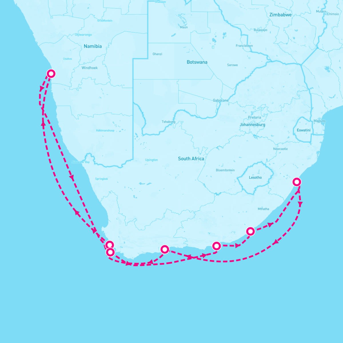 Seven Seas Voyager itinerary map for January 13, 2026 (14 nights)