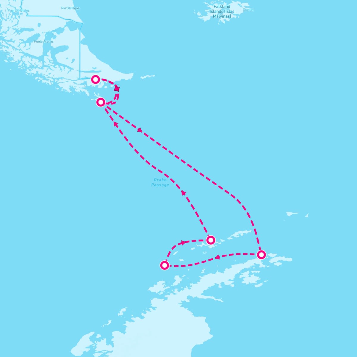 Silver Cloud itinerary map for February 21, 2024 (10 nights)