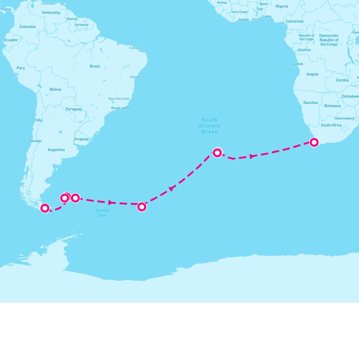 Silver Cloud itinerary map for March 2, 2024 (21 nights)