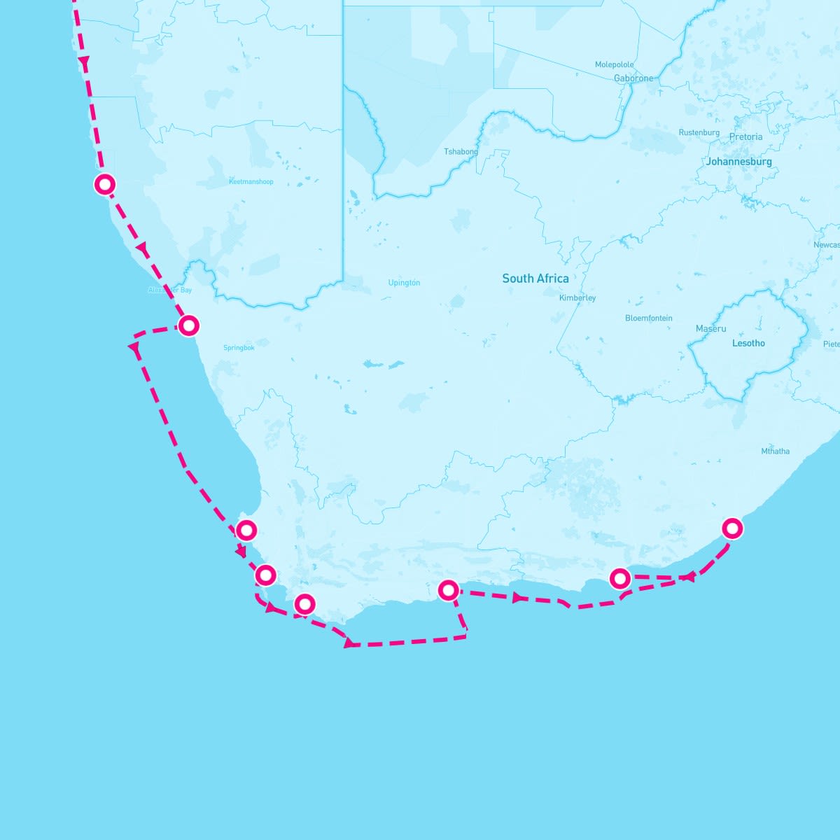 Silver Cloud itinerary map for March 23, 2024 (12 nights)