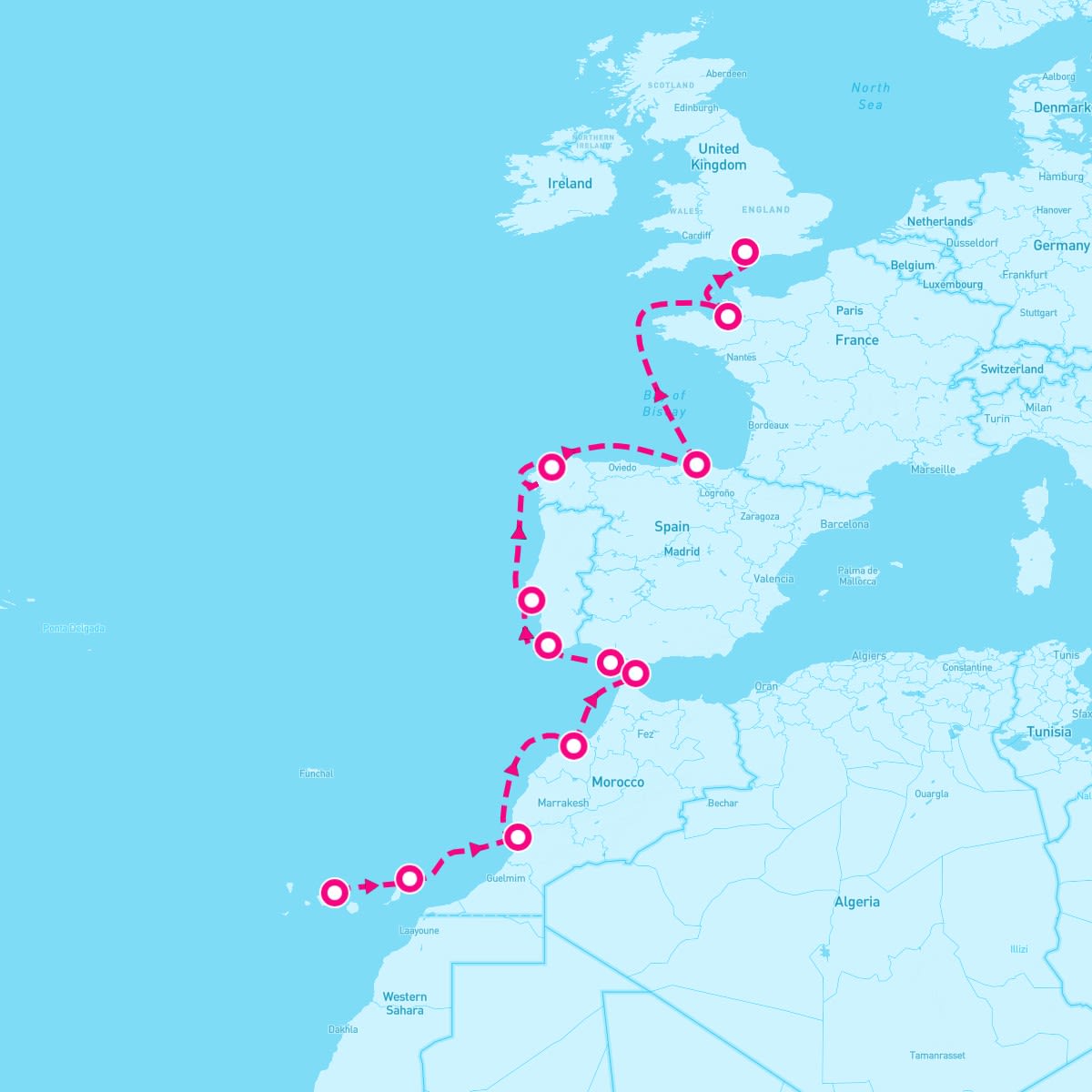 Sirena itinerary map for April 10, 2024 (12 nights)