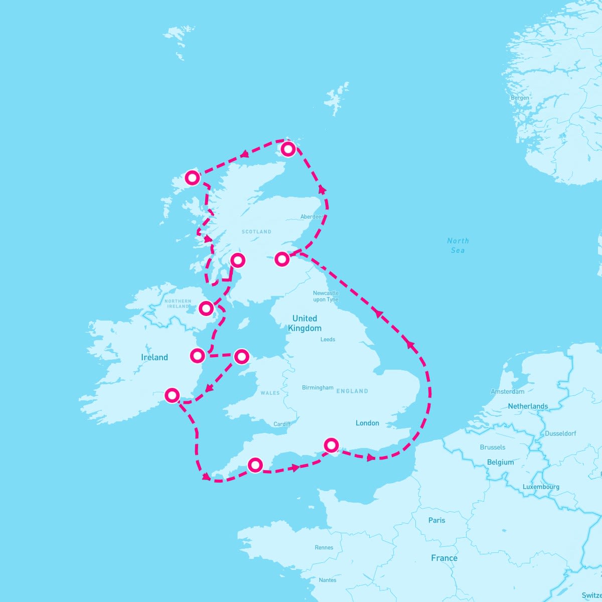 Sirena itinerary map for April 22, 2024 (11 nights)