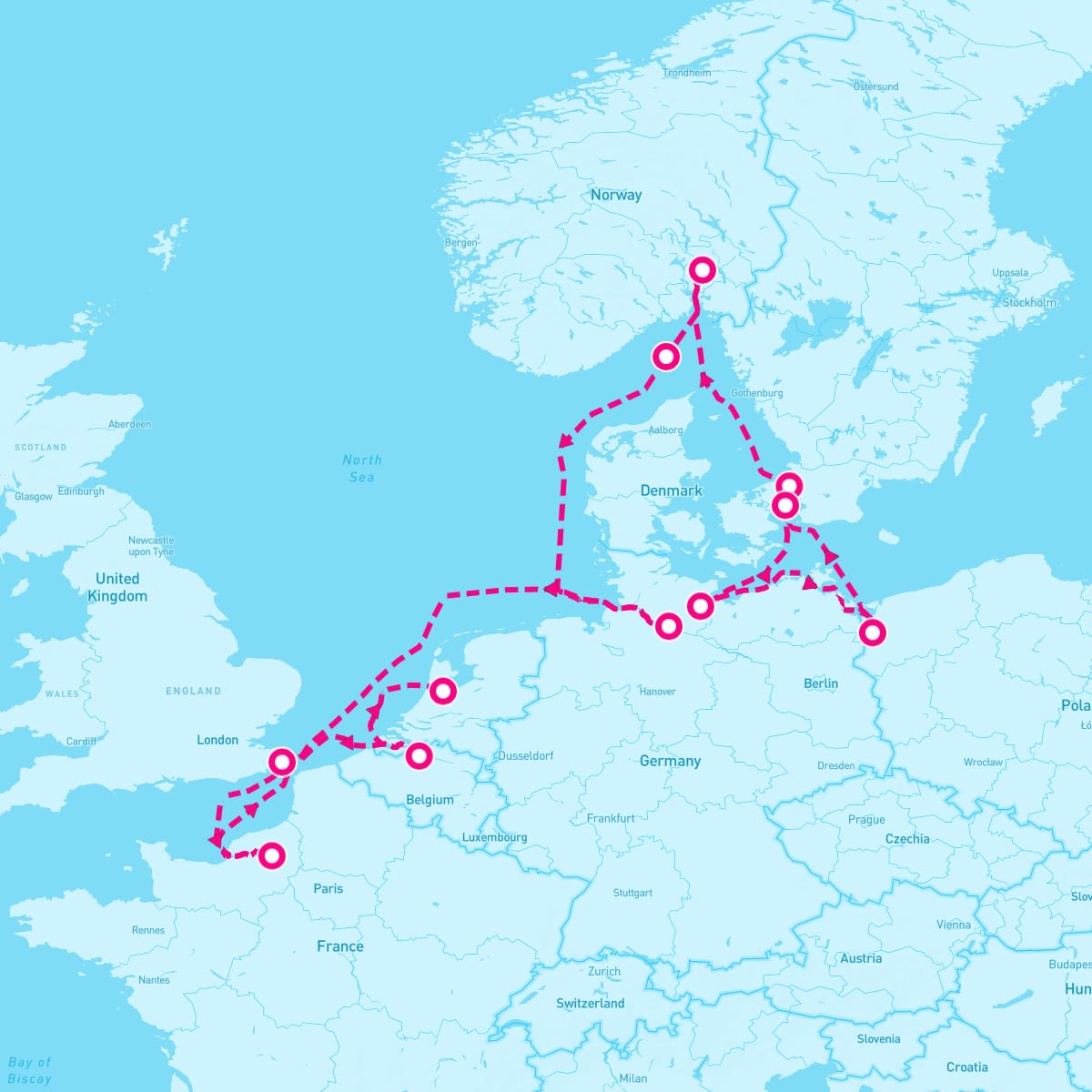 Sirena itinerary map for October 6, 2024 (12 nights)