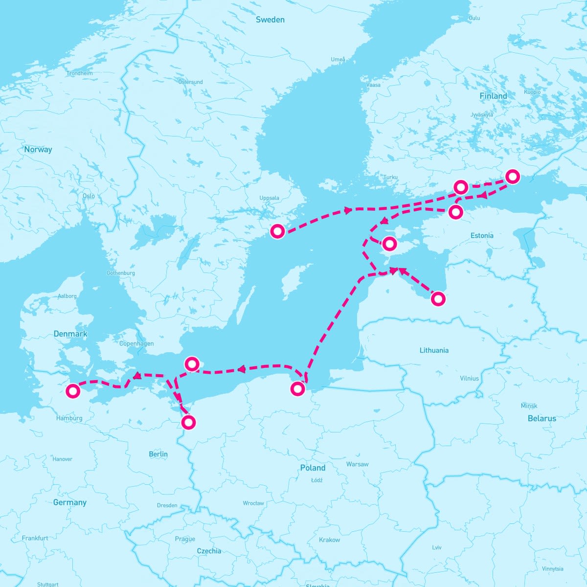 Sirena itinerary map for June 26, 2025 (12 nights)