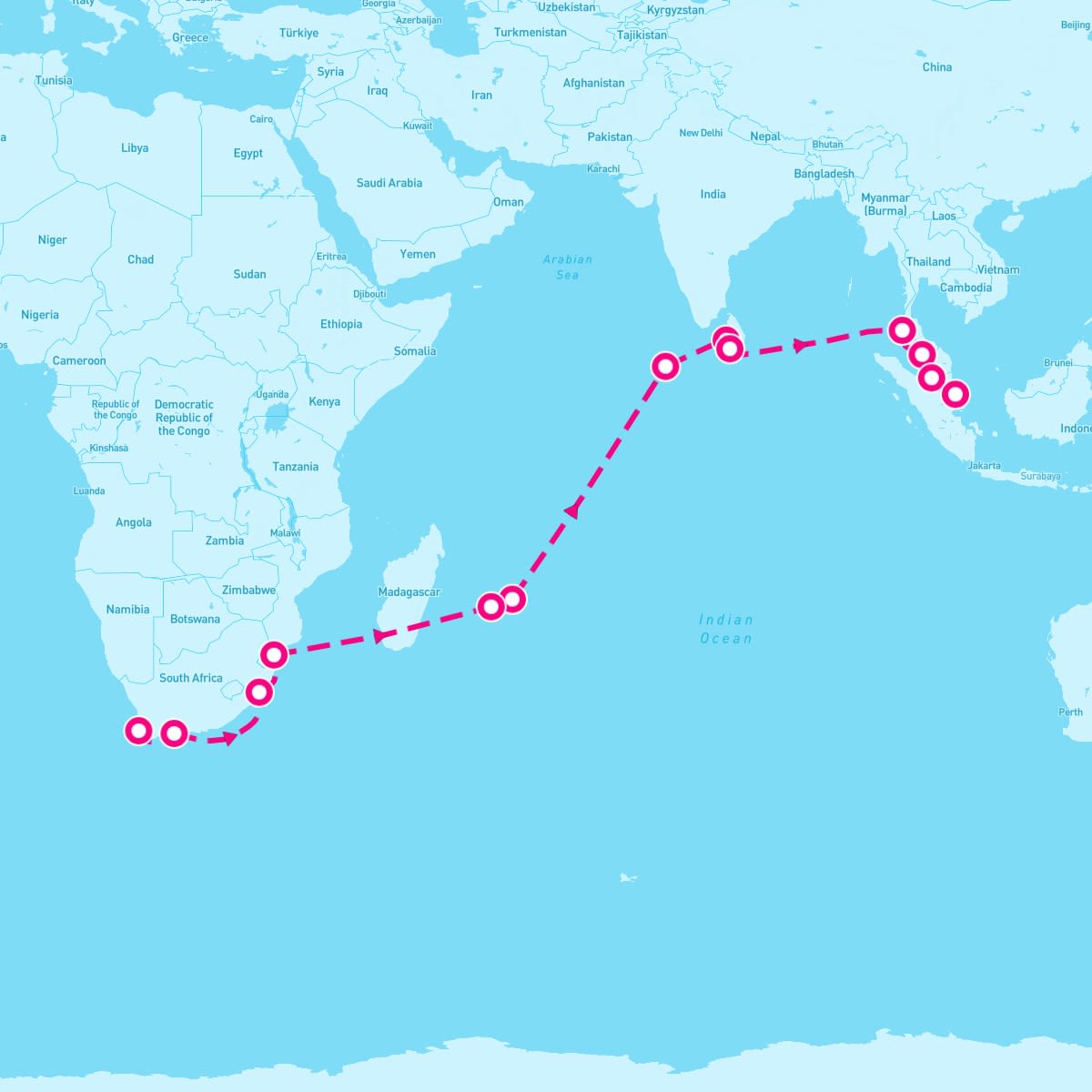 Sirena itinerary map for December 2, 2025 (24 nights)