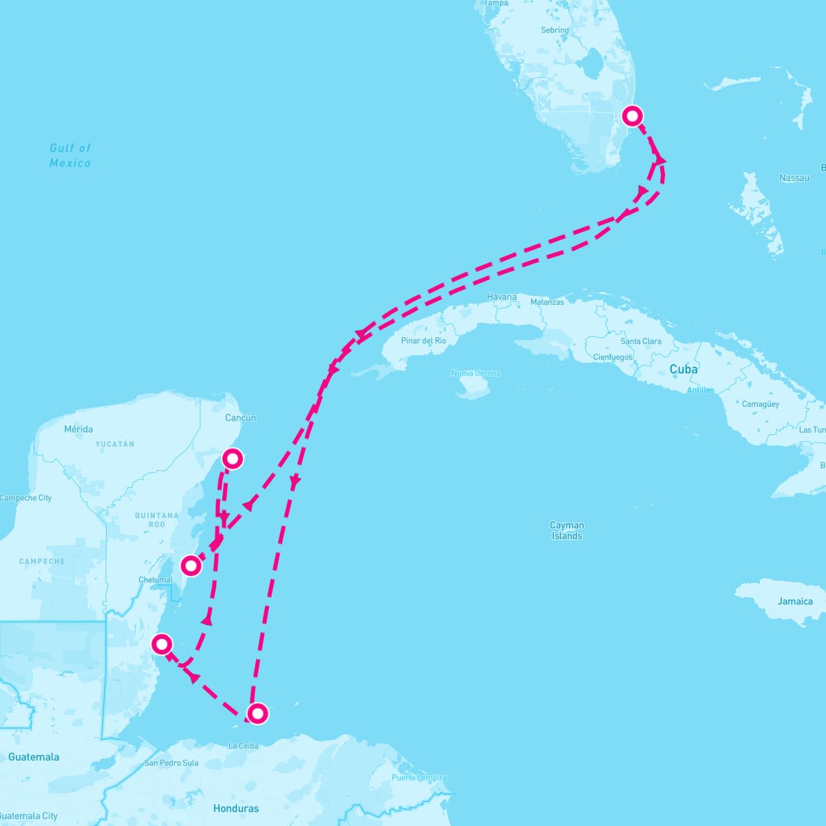 Sky Princess itinerary map for February 17, 2024 (7 nights)