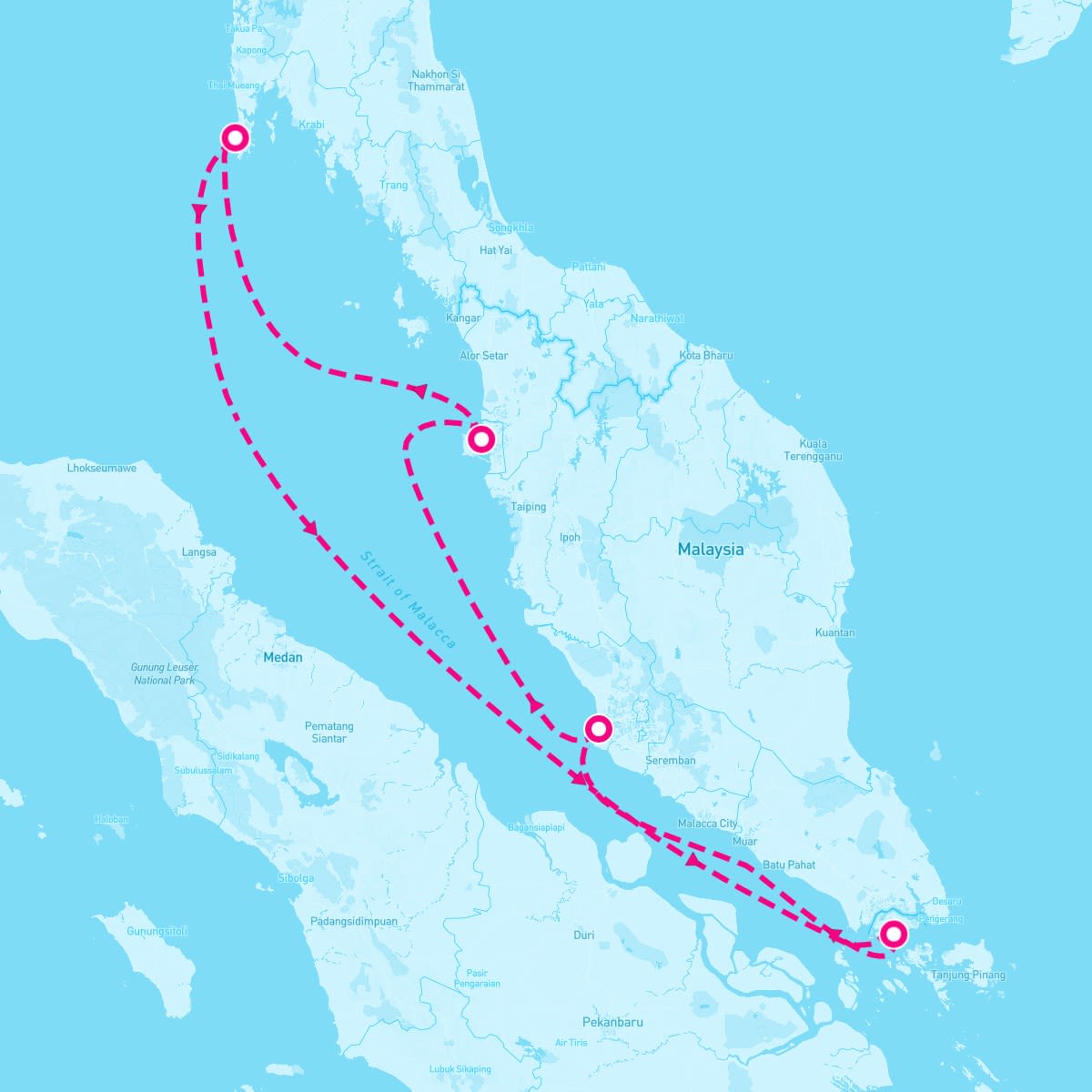 Spectrum of the Seas itinerary map for February 12, 2024 (5 nights)