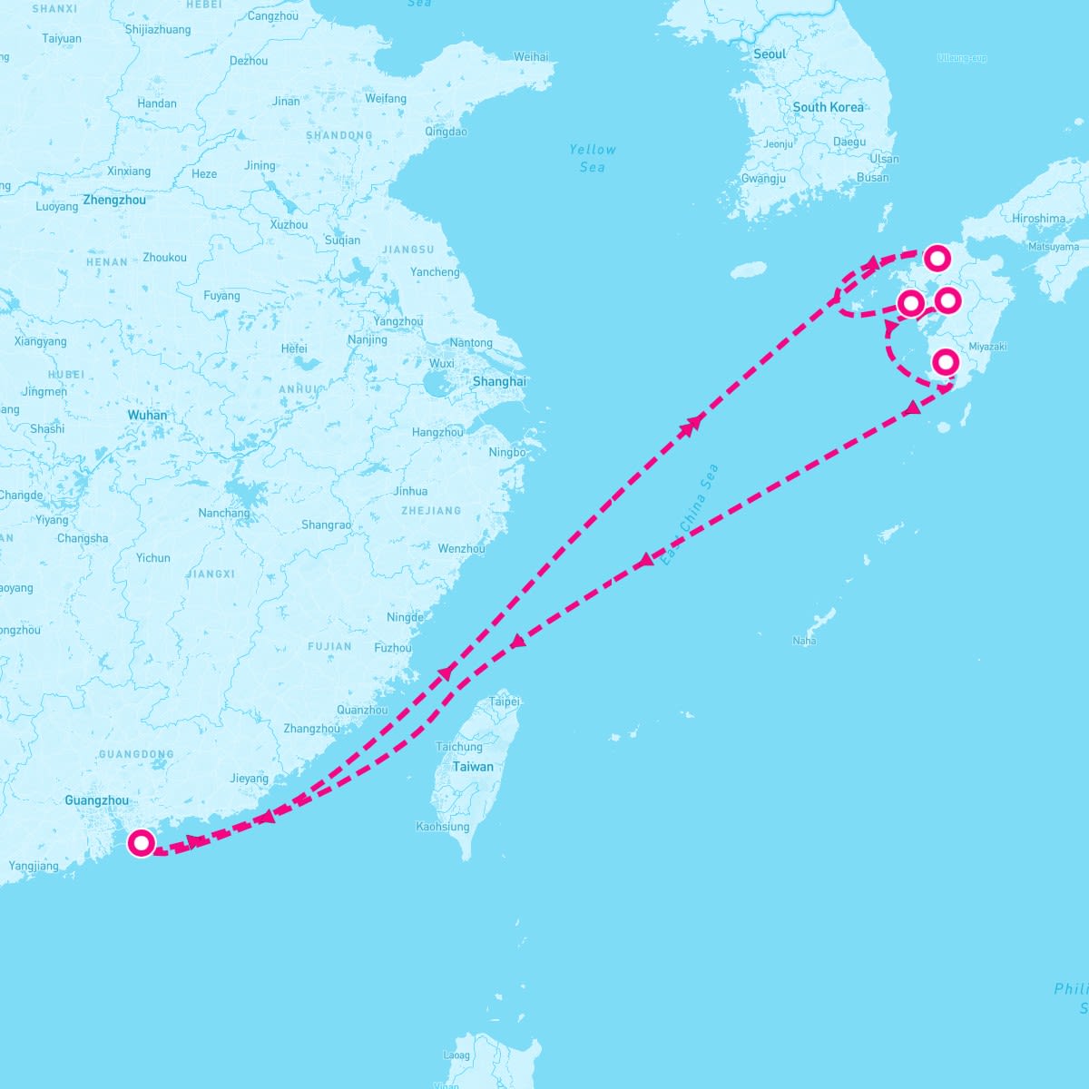 Spectrum of the Seas itinerary map for December 21, 2025 (9 nights)
