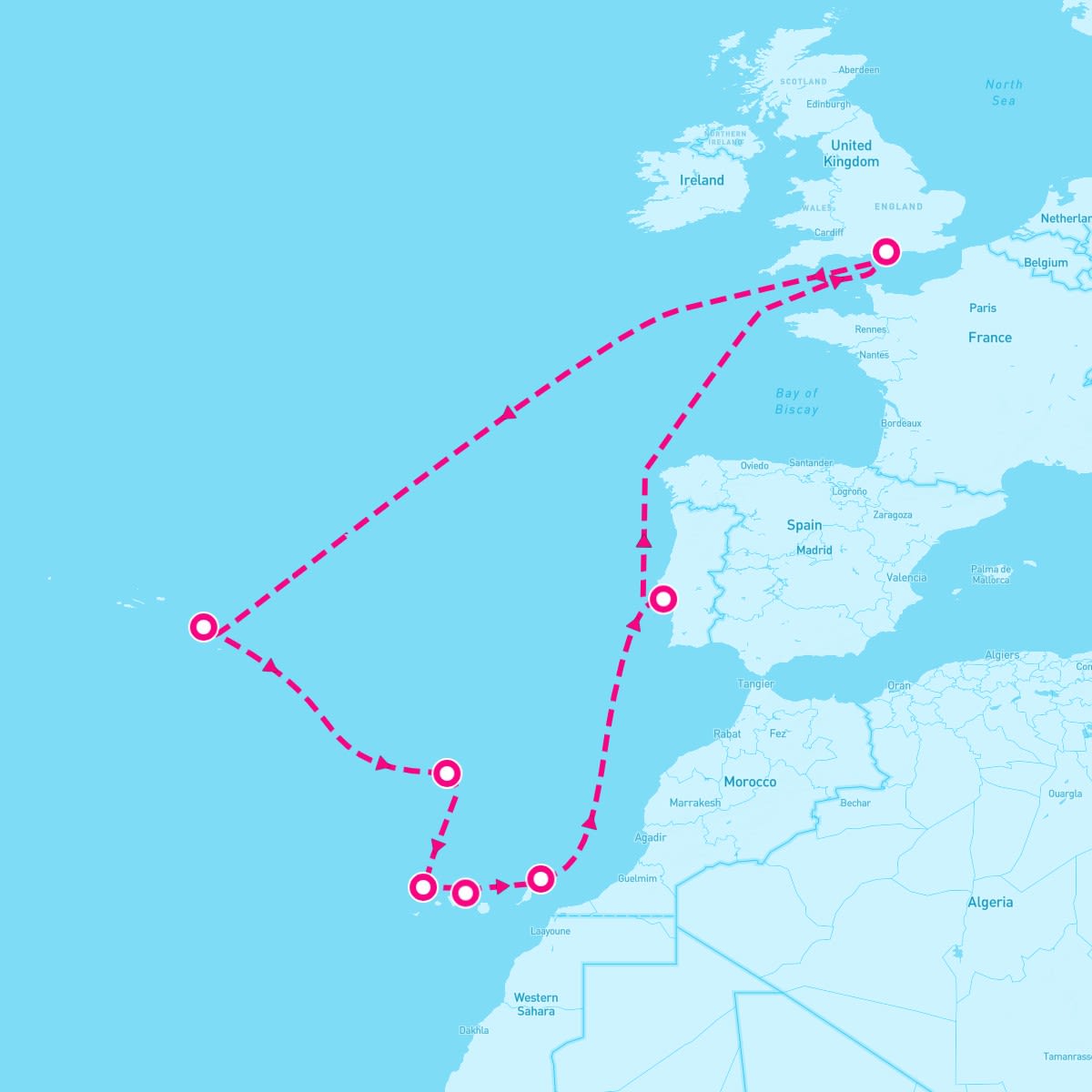 Spirit of Adventure itinerary map for March 20, 2026