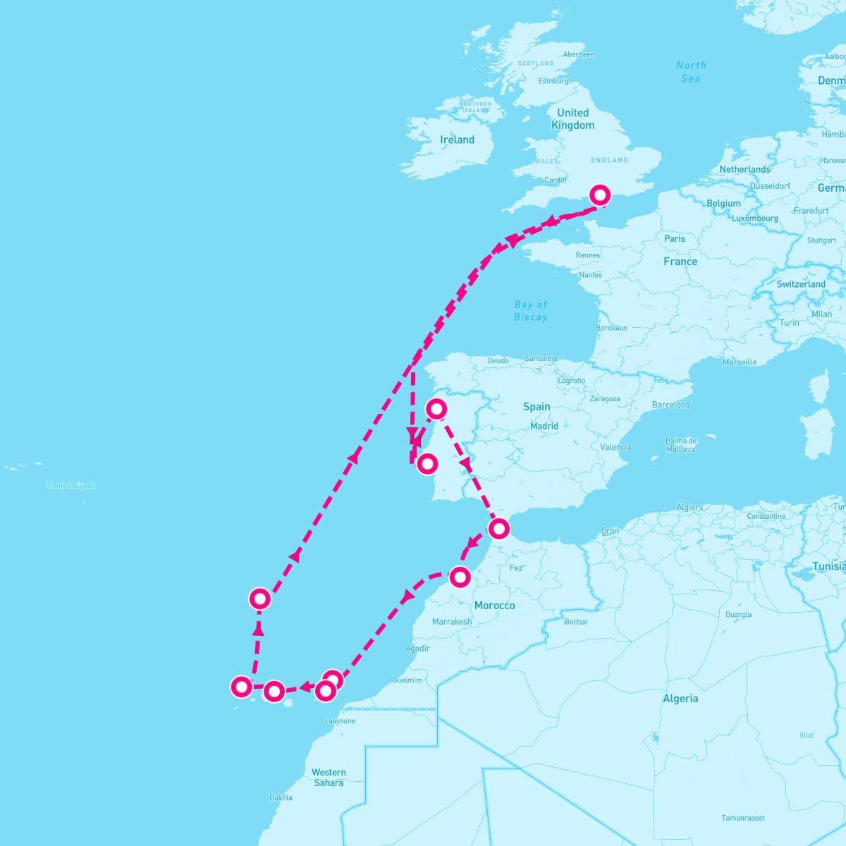 Spirit of Adventure itinerary map for November 19, 2026