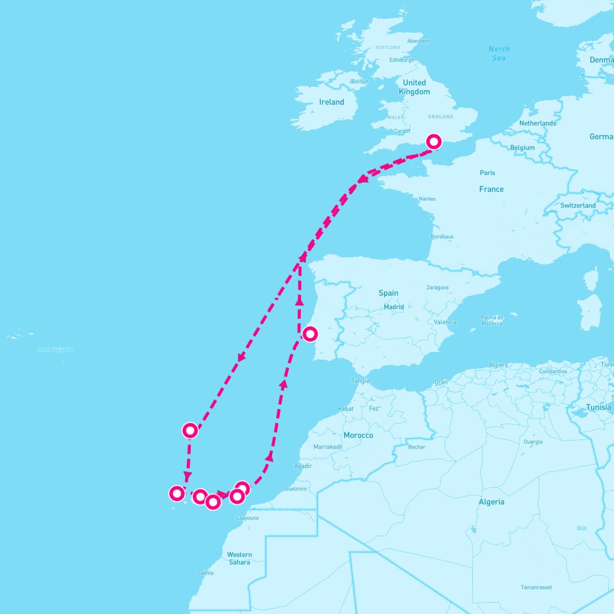 Spirit of Adventure itinerary map for December 7, 2026
