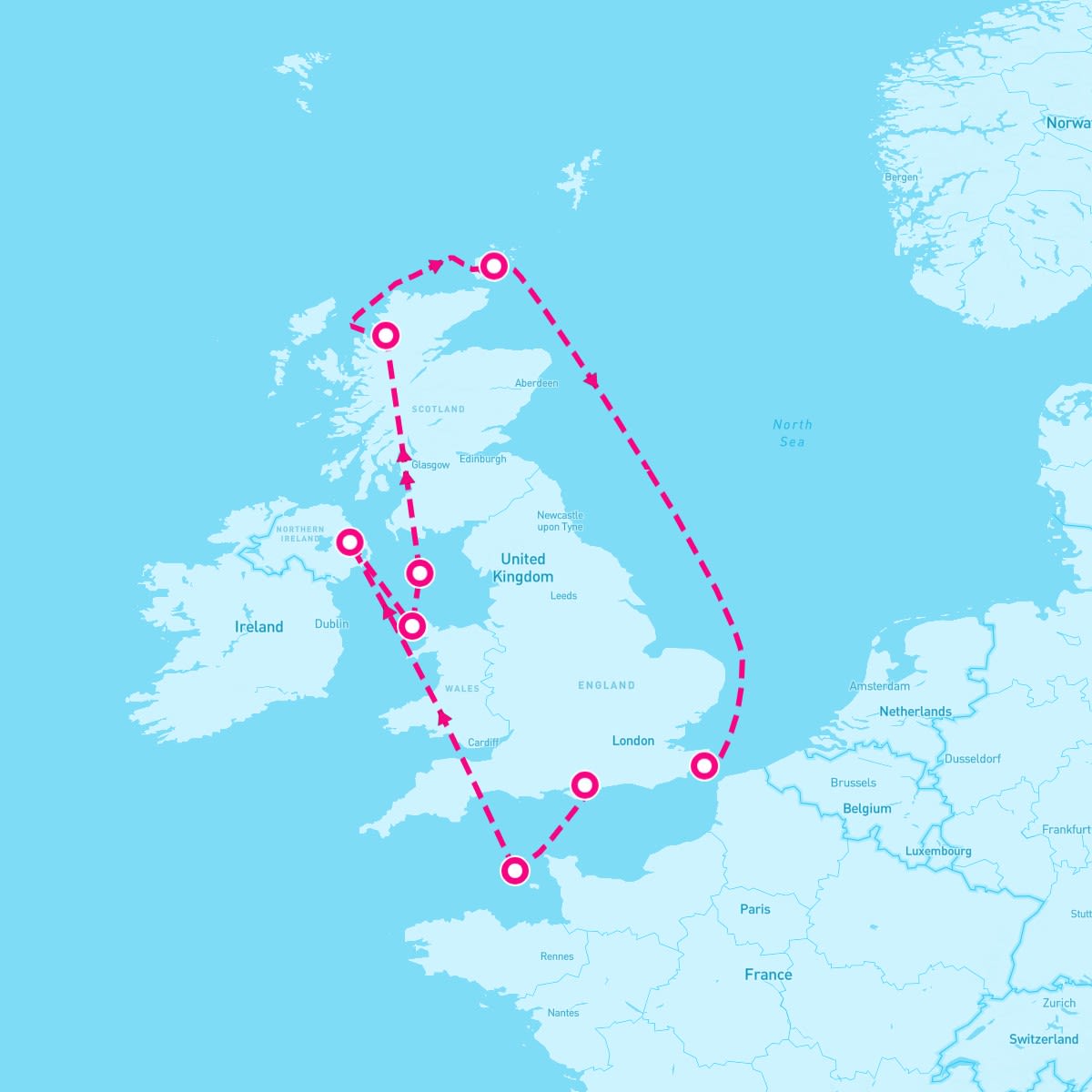 Spirit of Discovery itinerary map for May 5, 2025 (10 nights)
