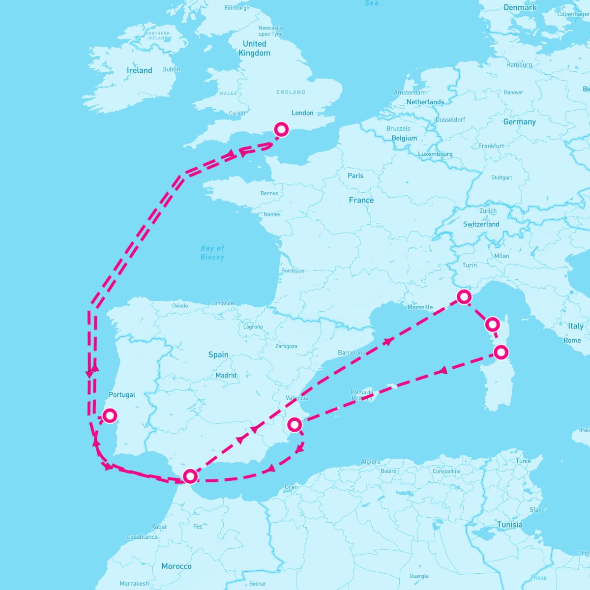 Spirit of Discovery itinerary map for June 12, 2025 (17 nights)