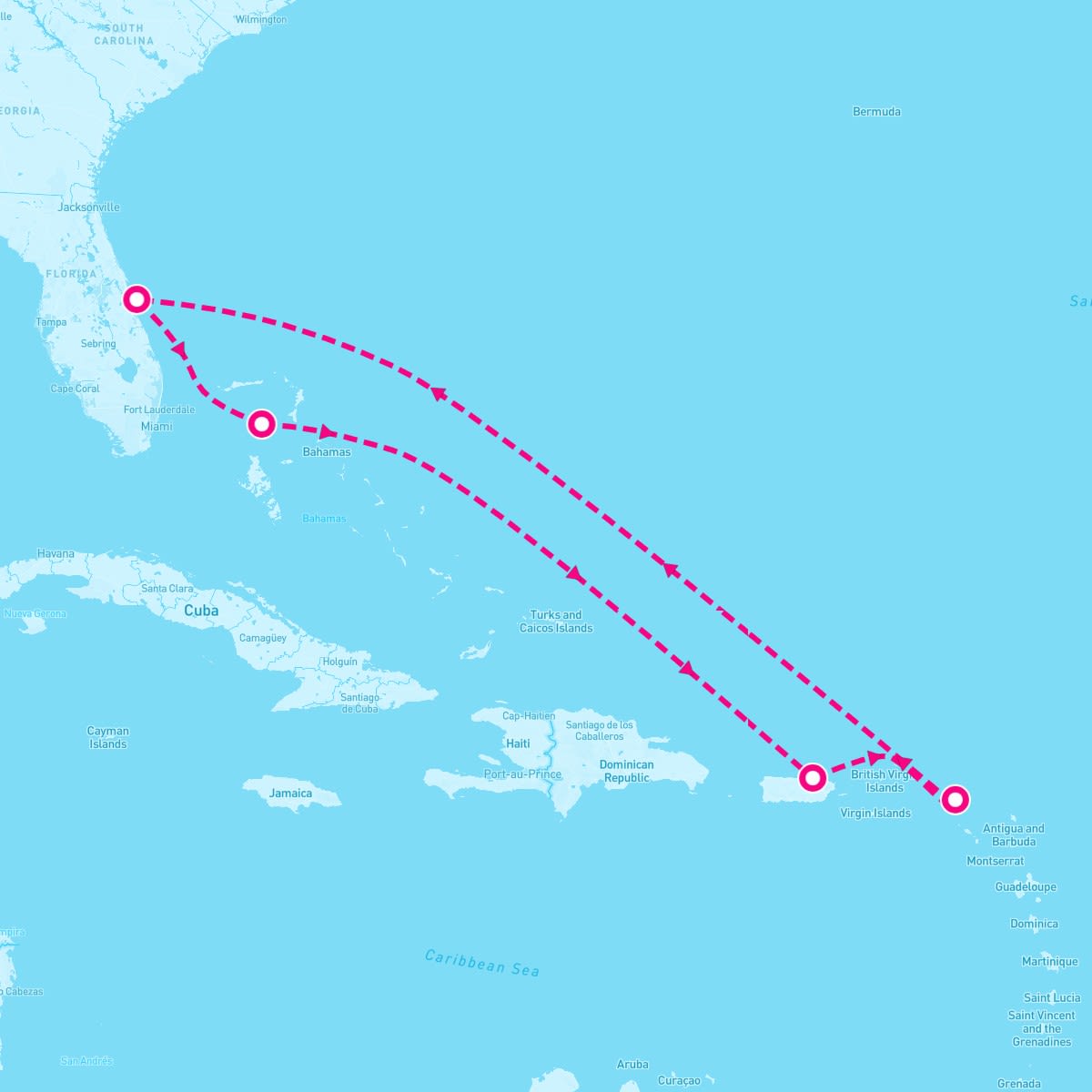 Star of the Seas itinerary map for October 5, 2025 (7 nights)