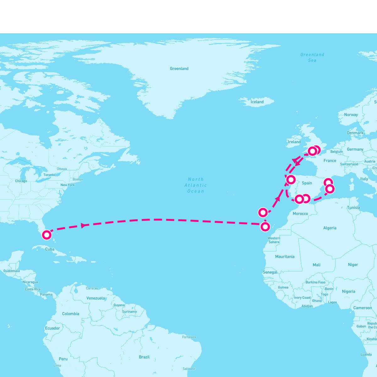 Star Princess itinerary map for October 10, 2025 (26 nights)