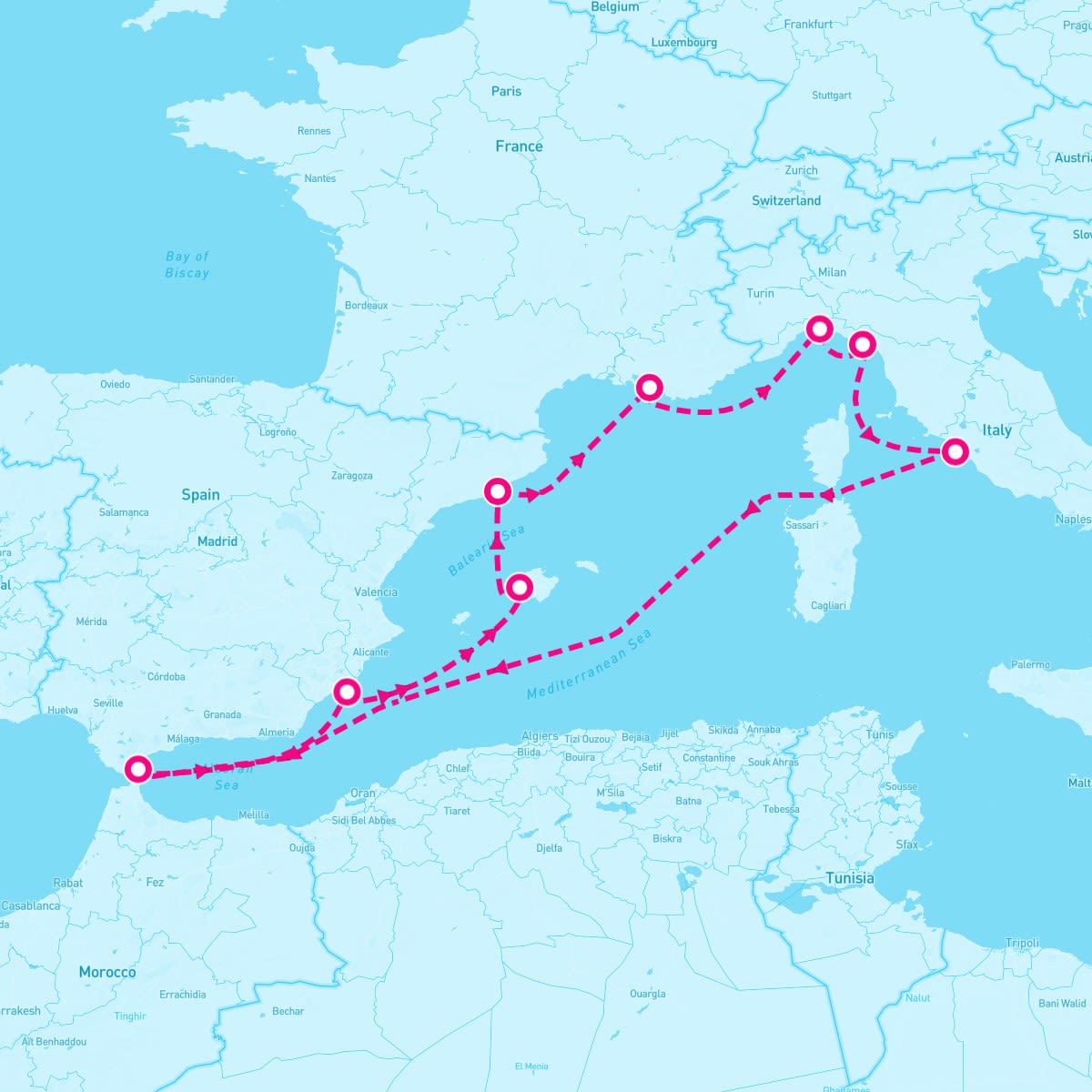 Sun Princess itinerary map for March 29, 2024 (10 nights)