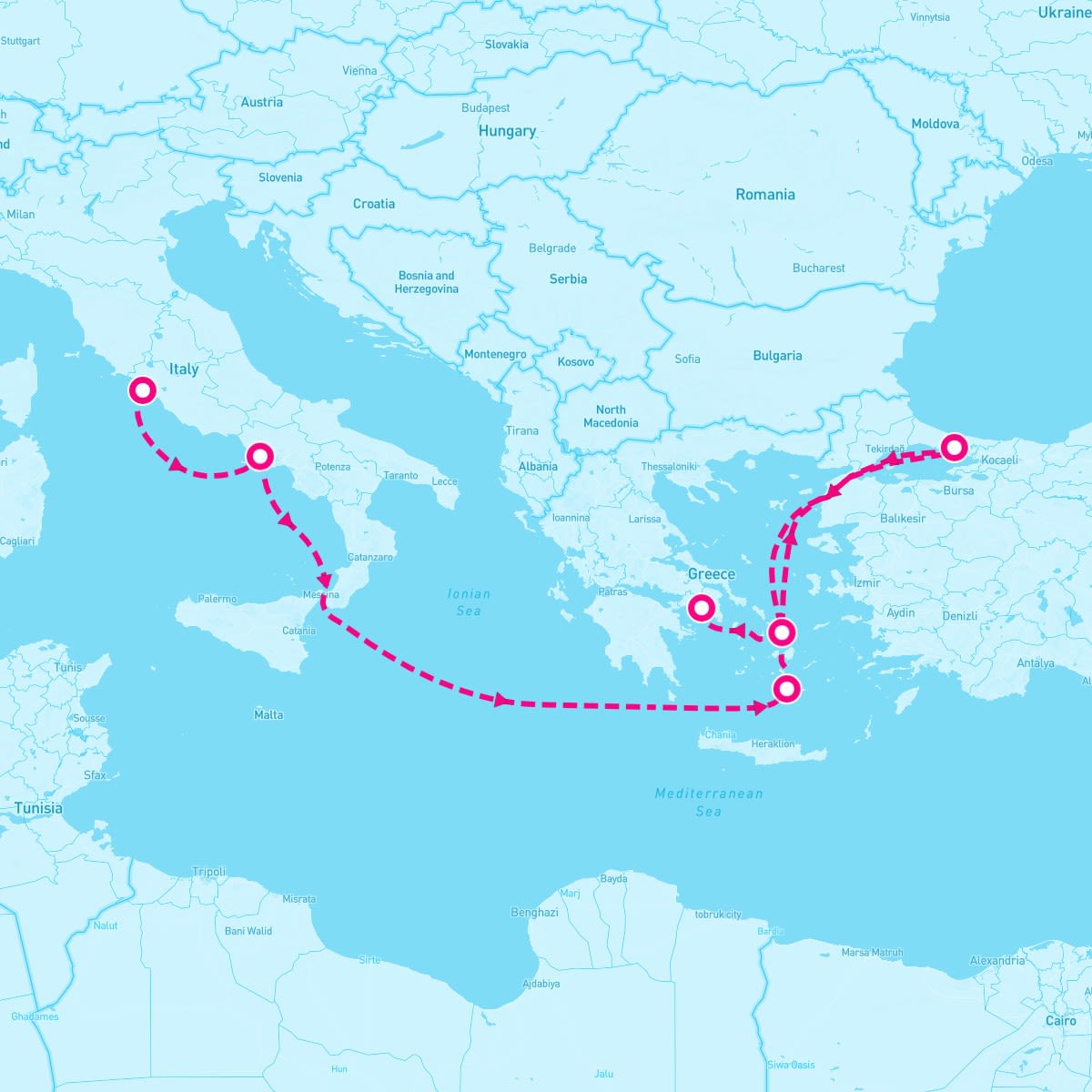 Sun Princess itinerary map for April 27, 2024 (7 nights)