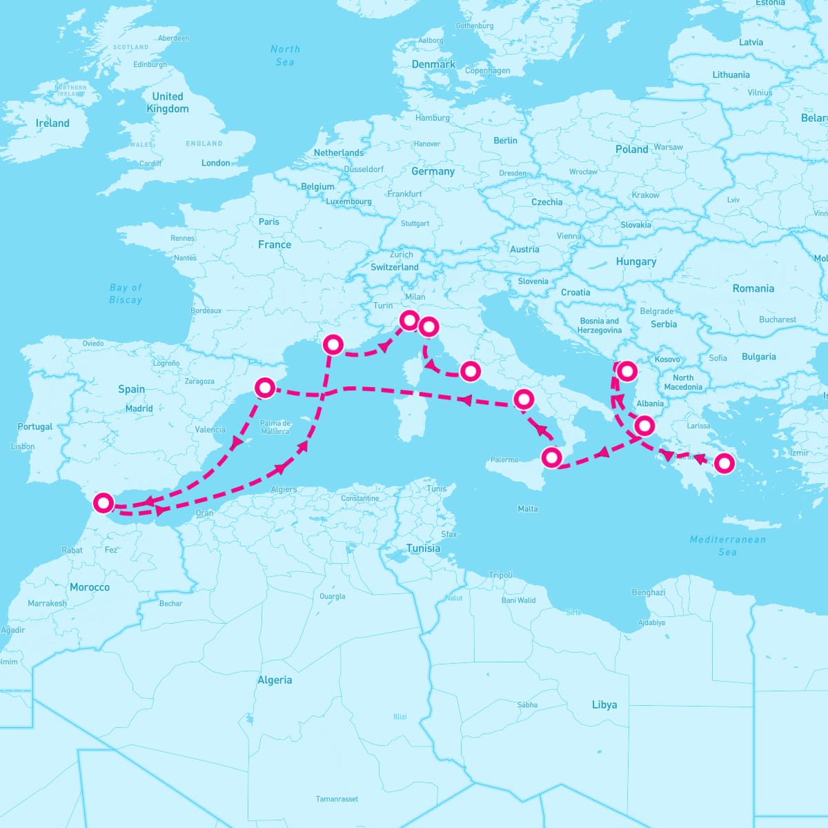 Sun Princess itinerary map for May 4, 2024 (14 nights)