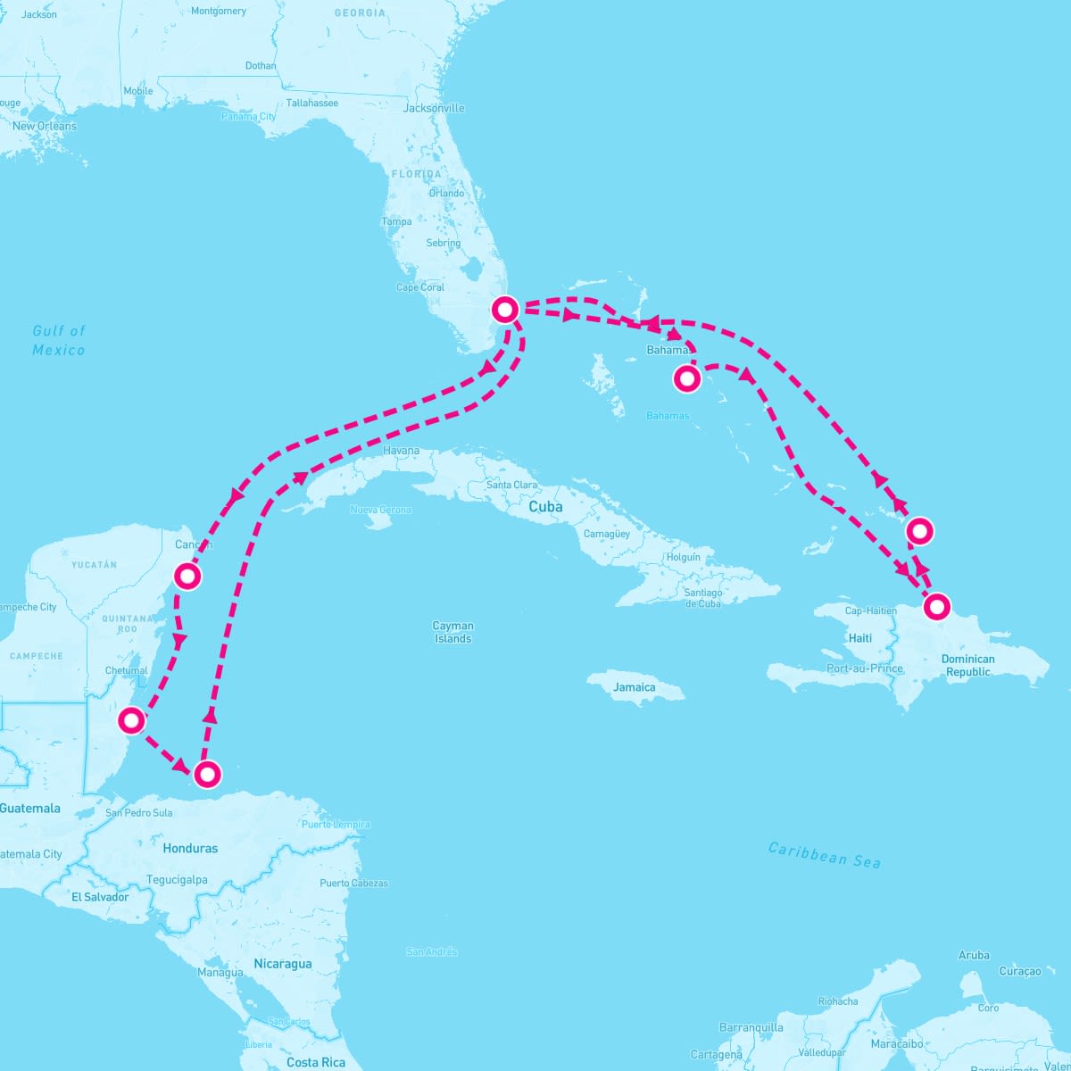 Sun Princess itinerary map for November 2, 2024 (14 nights)
