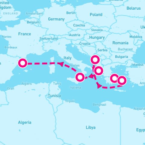 7 Night Mediterranean With Greek Isles & Italy (Athens To Barcelona)
