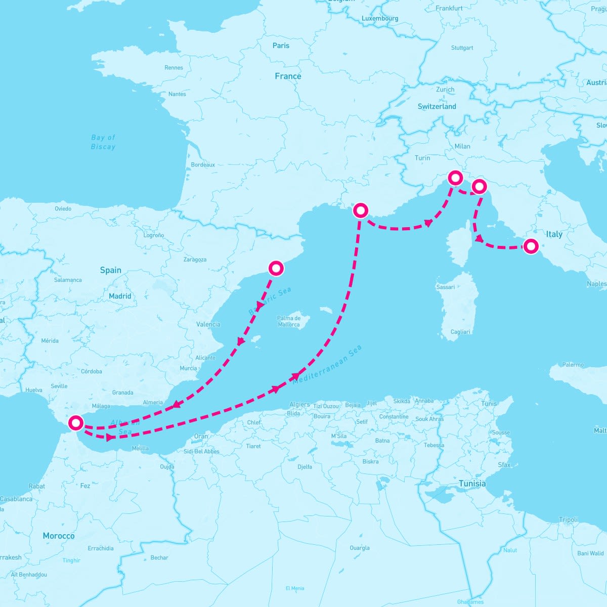 Sun Princess itinerary map for May 17, 2025 (7 nights)