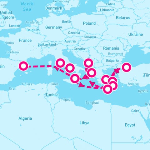 14 Night Mediterranean With Greek Isles Italy & Turkey (Rome To Barcelona)