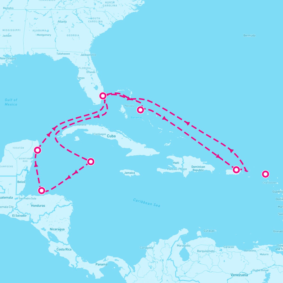 Sun Princess itinerary map for December 28, 2025 (14 nights)