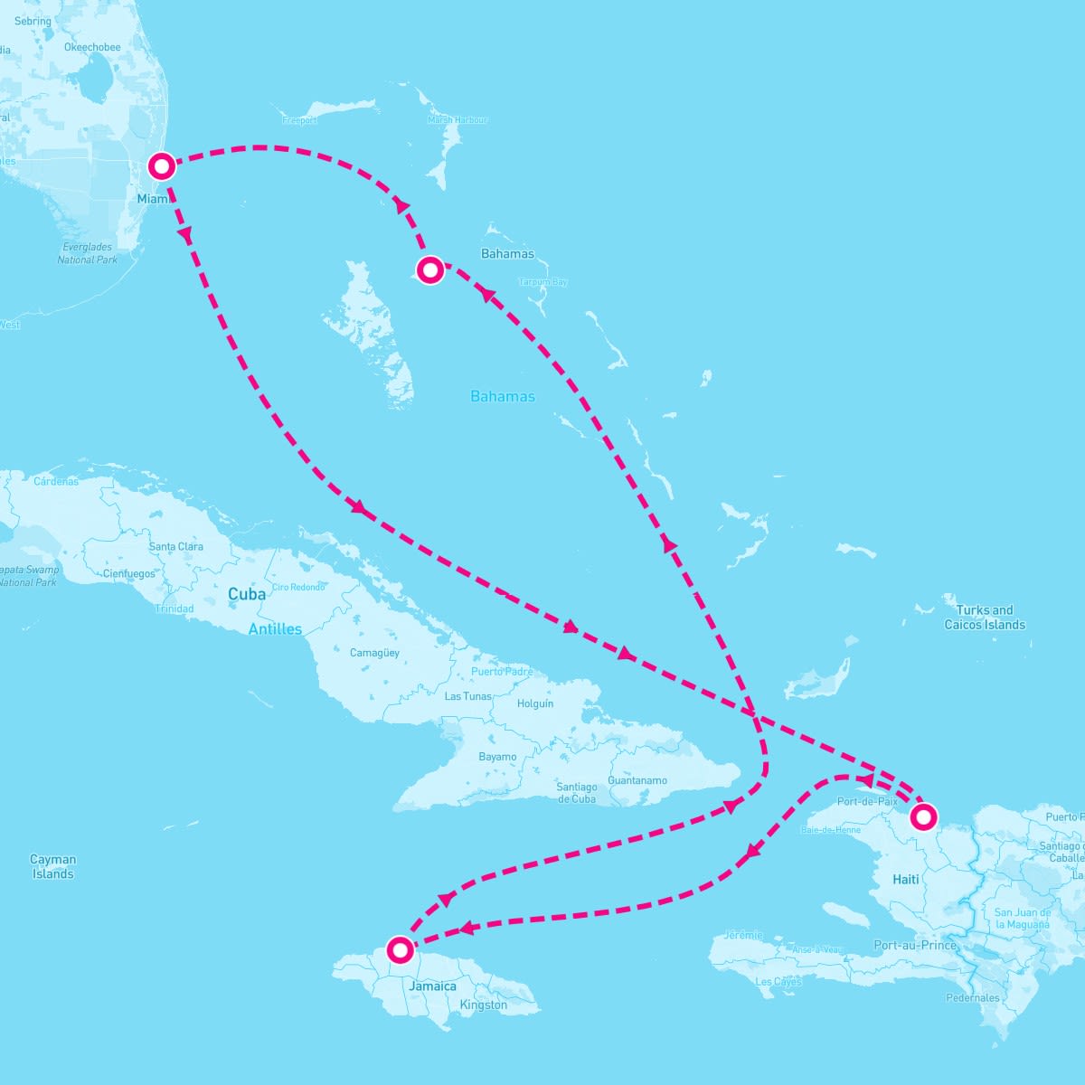 Symphony of the Seas itinerary map for March 3, 2024 (6 nights)