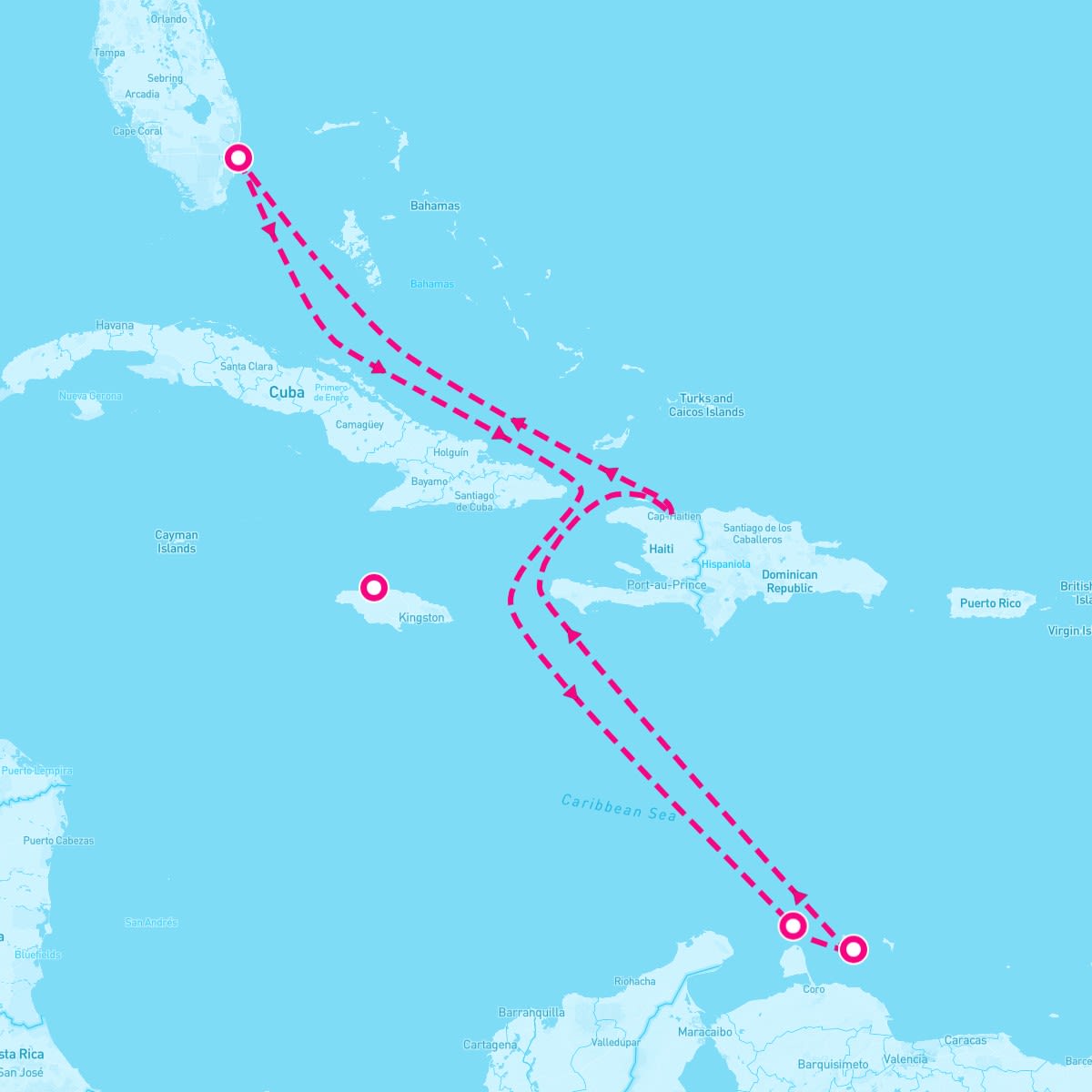 Symphony of the Seas itinerary map for April 20, 2024 (8 nights)