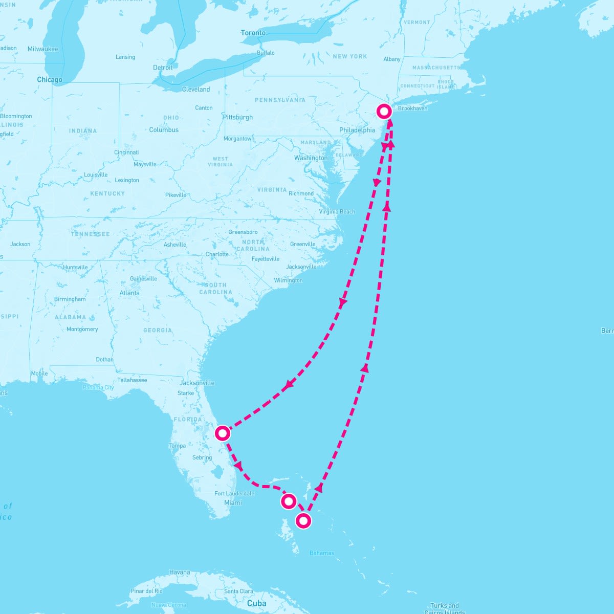 Symphony of the Seas itinerary map for May 16, 2024 (8 nights)