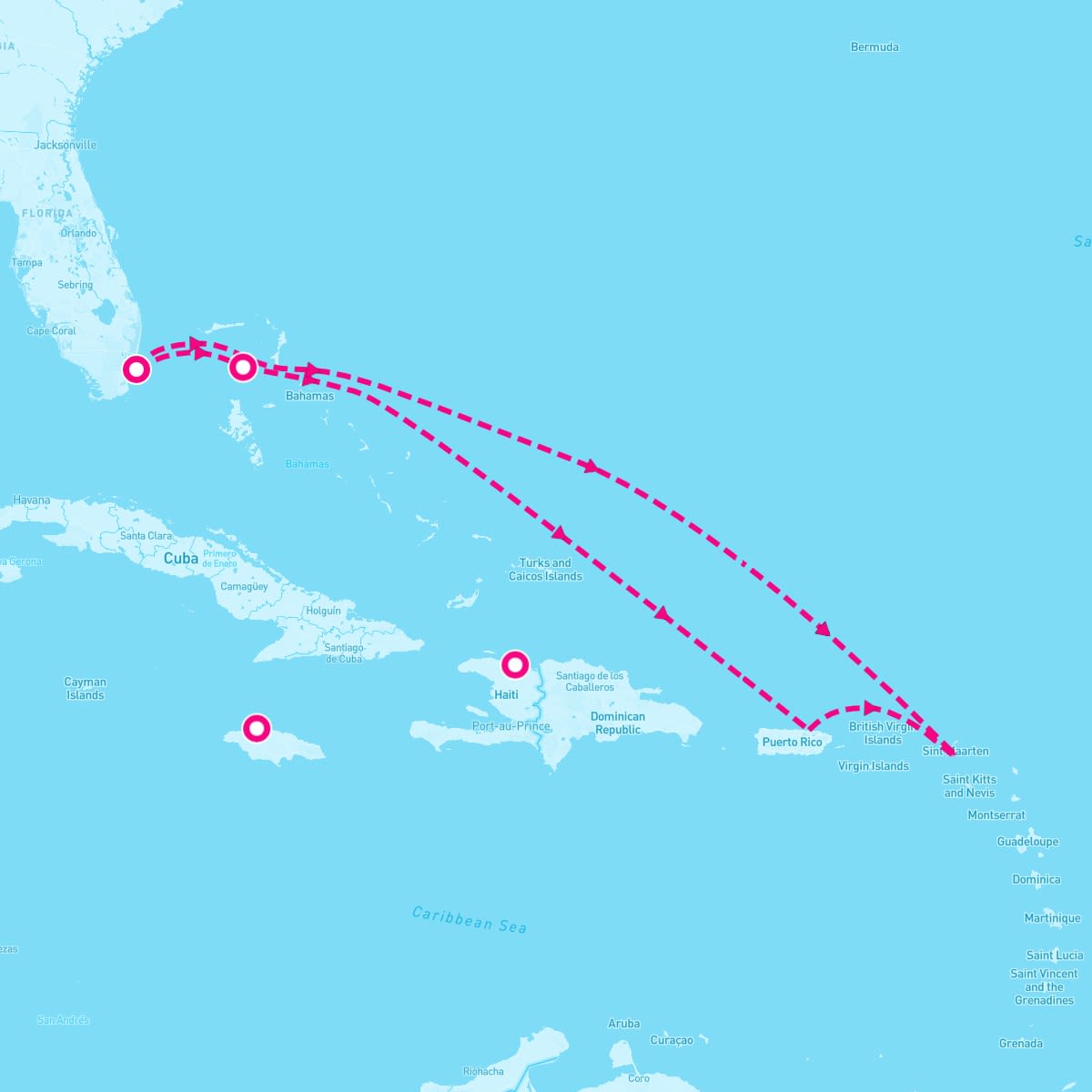 Symphony of the Seas itinerary map for January 12, 2025 (7 nights)