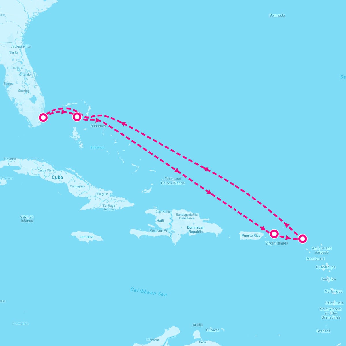 Symphony of the Seas itinerary map for March 30, 2025 (7 nights)