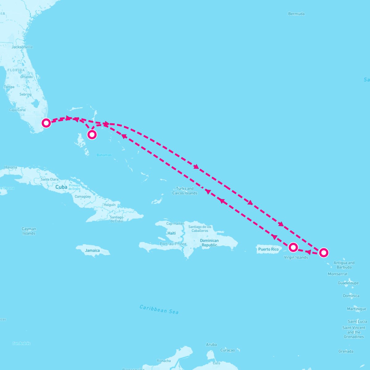 Symphony of the Seas itinerary map for November 2, 2025 (7 nights)